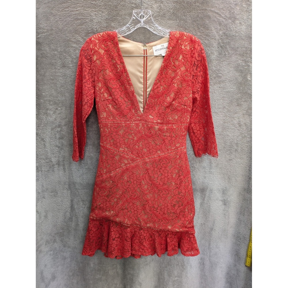 Stylestalker RTR Dress Women's XS Red Lace Mini Dress‎ Romantic Feminine